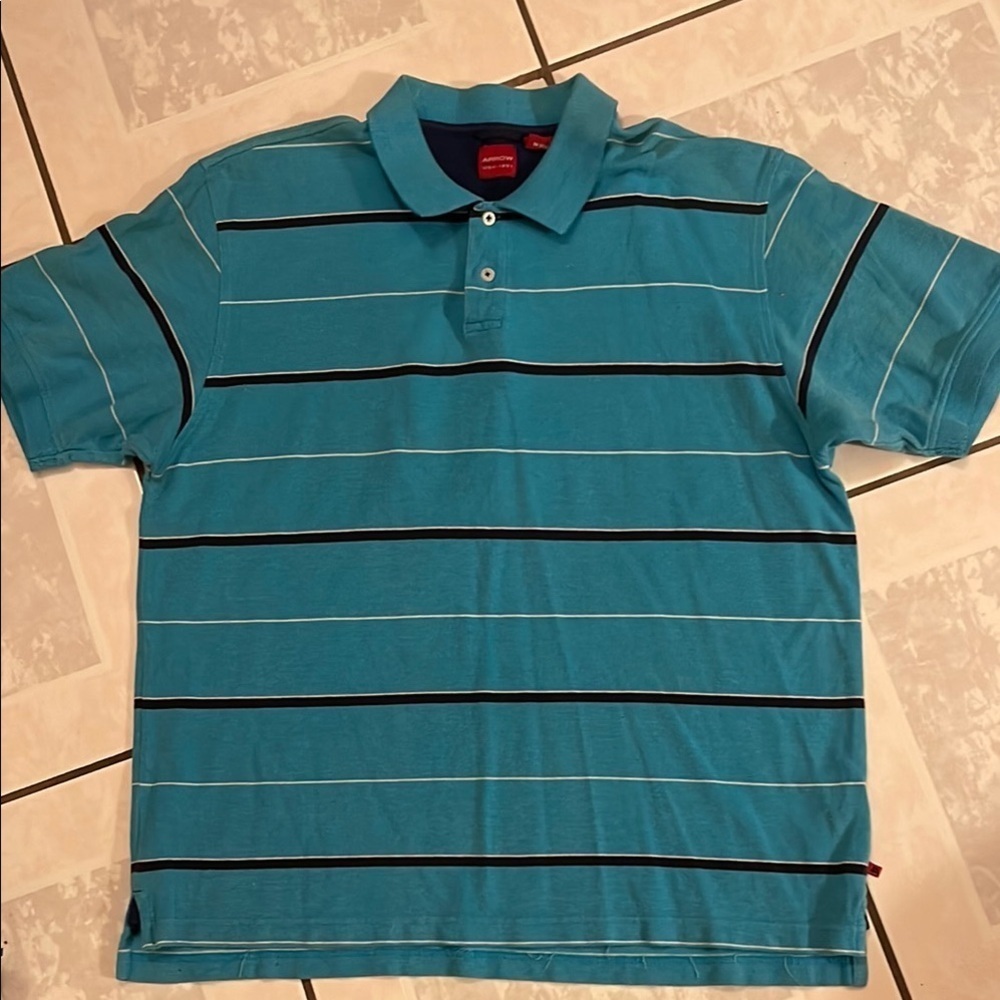 Arrow Teal Polo with Navy Accents